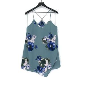 INTIMATELY FREE PEOPLE Printed Cascades Slip Dress Blue Teal White S